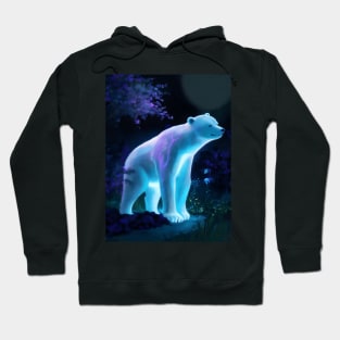 Neon polar bear in garden Hoodie